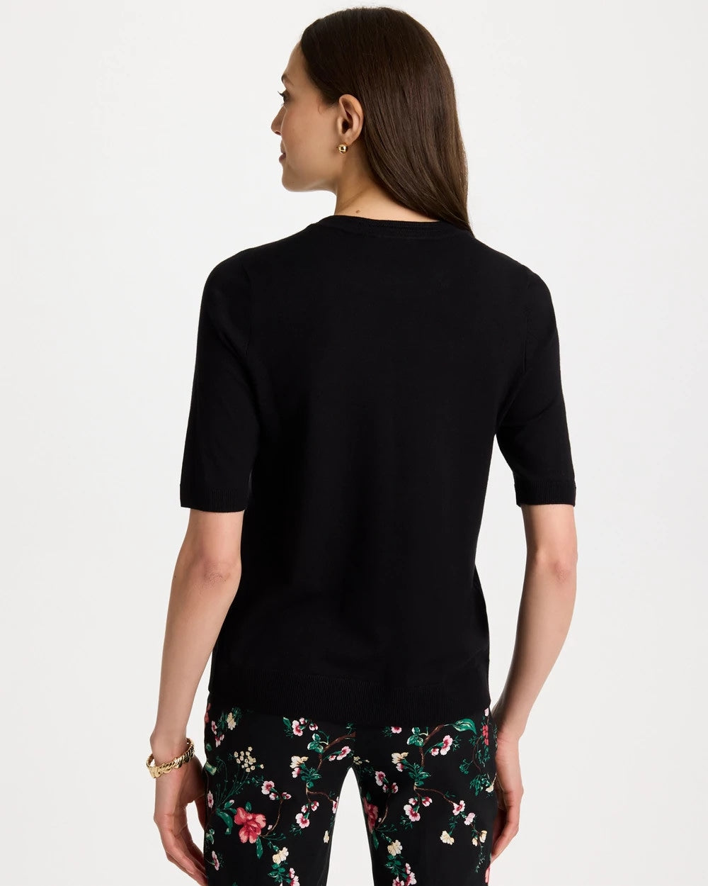 Chico's Ella Crewneck Pullover Sweater Black