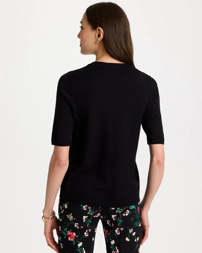 Chico's Ella Crewneck Pullover Sweater Black