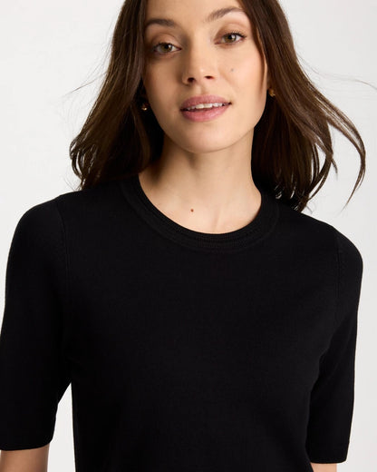 Chico's Ella Crewneck Pullover Sweater Black