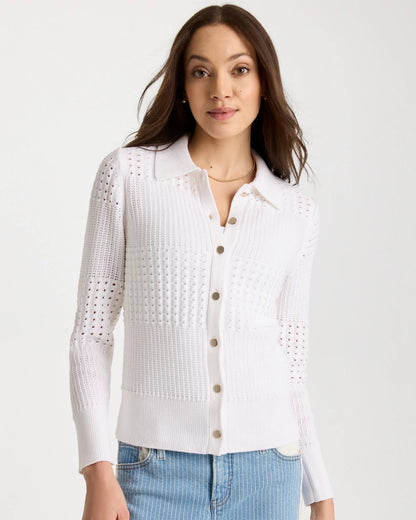 Chico's Textured Button-Front Cardigan Alabaster