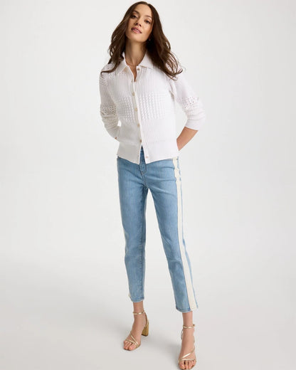 Chico's Textured Button-Front Cardigan Alabaster