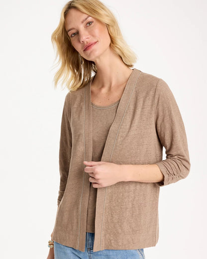 Chico's Linen Open Front Cardigan Topaz Smoke
