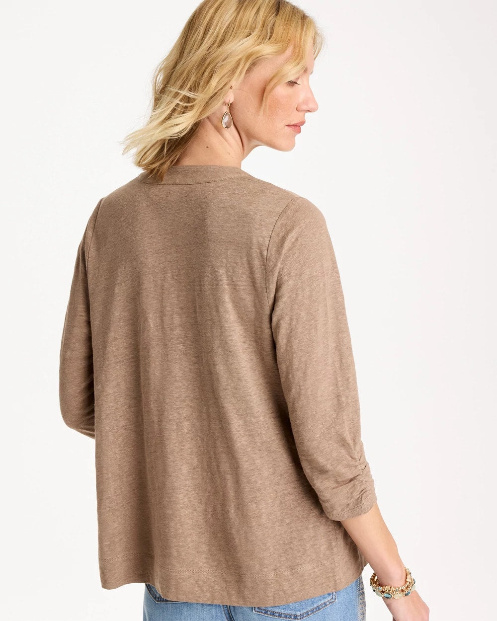 Chico's Linen Open Front Cardigan Topaz Smoke