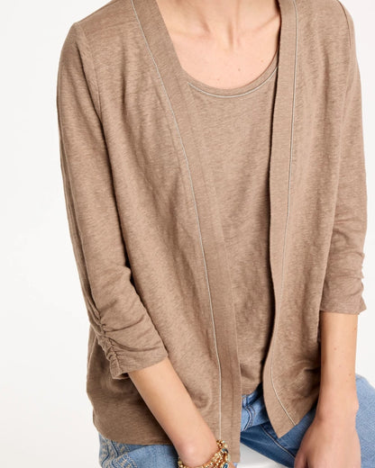 Chico's Linen Open Front Cardigan Topaz Smoke