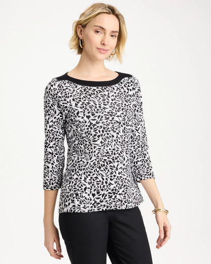Chico's Fauna Pima 3/4 Sleeve Tee Black