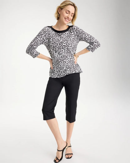 Chico's Fauna Pima 3/4 Sleeve Tee Black
