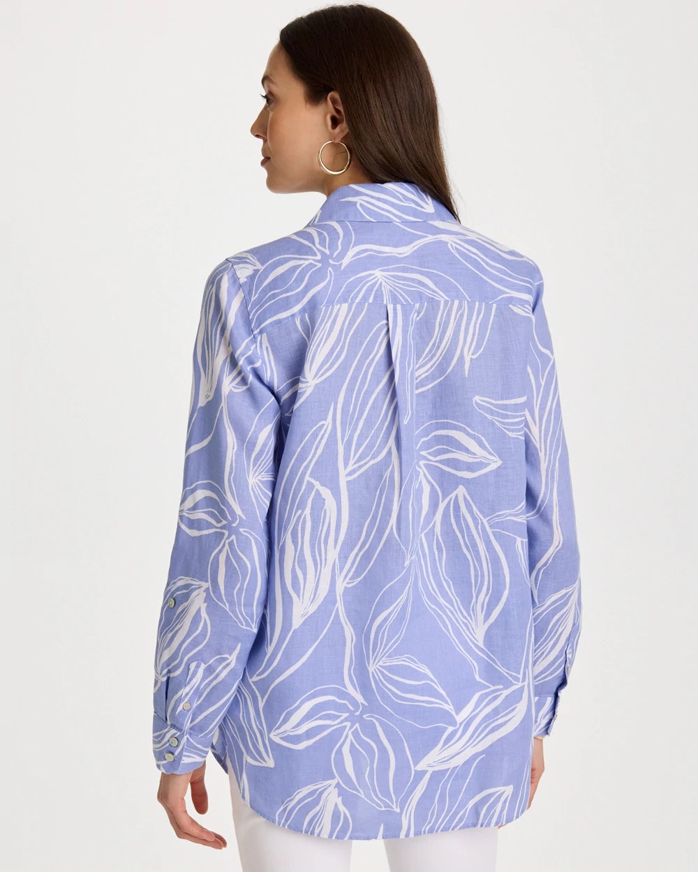 Chico's No Iron™ Printed Linen Tunic Blue Orchid