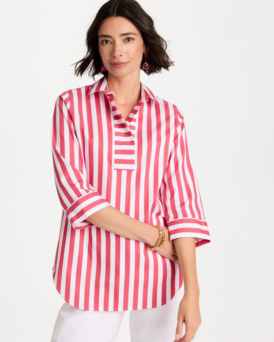 Chico's No Iron™ Striped Stretch Tunic Hot Honeysuckle