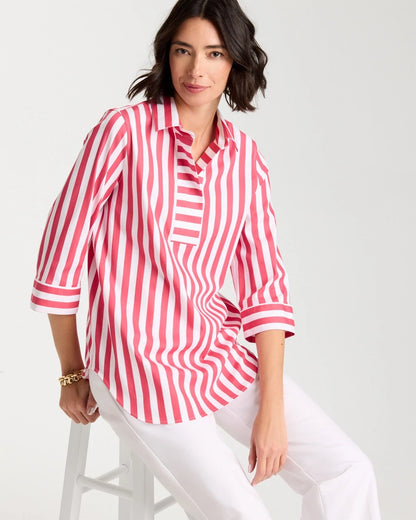 Chico's No Iron™ Striped Stretch Tunic Hot Honeysuckle