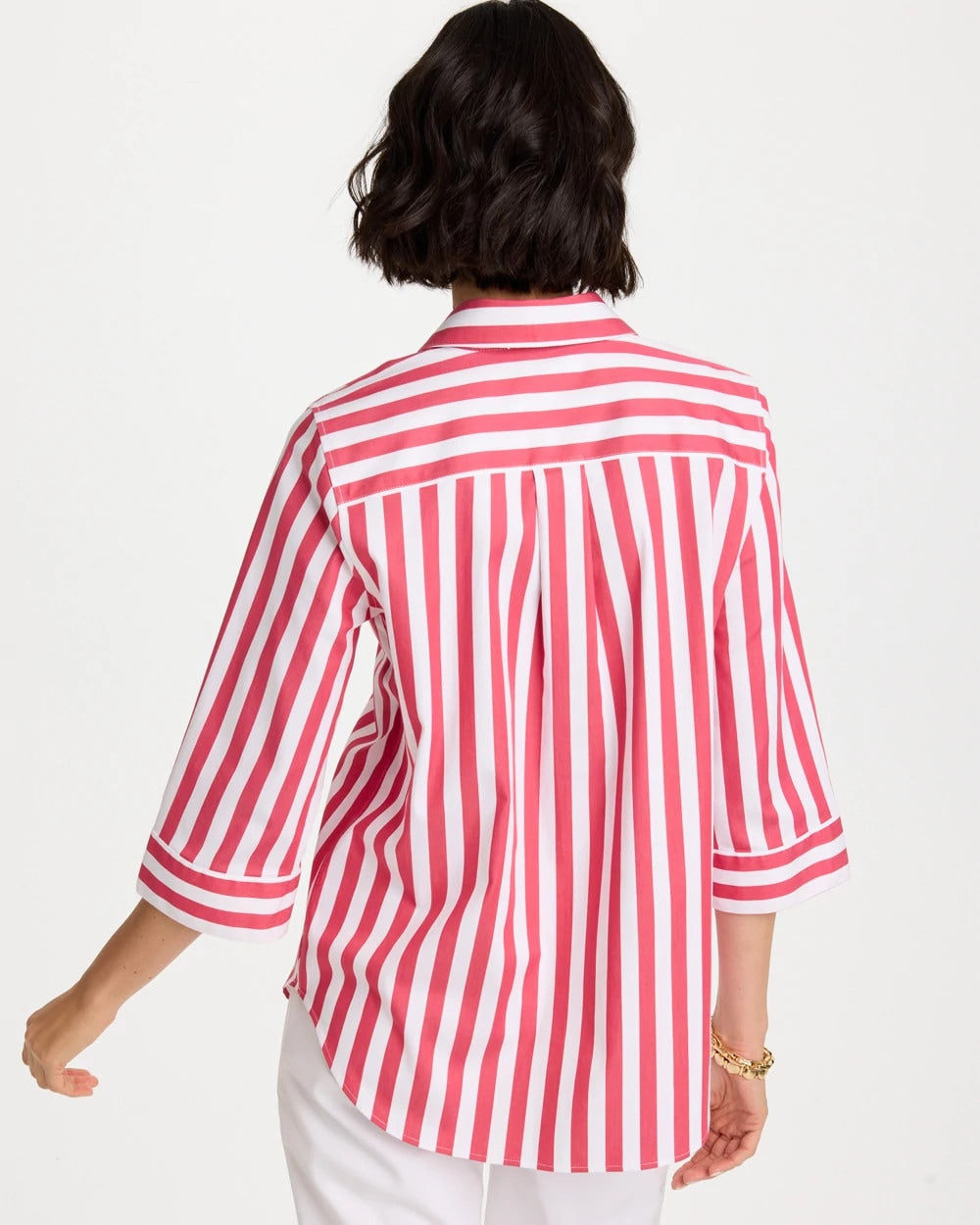 Chico's No Iron™ Striped Stretch Tunic Hot Honeysuckle