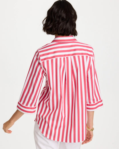 Chico's No Iron™ Striped Stretch Tunic Hot Honeysuckle