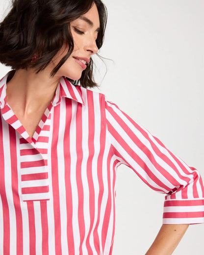 Chico's No Iron™ Striped Stretch Tunic Hot Honeysuckle