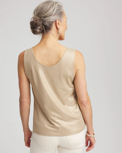Chico's Foiled Microfiber Tank Champagne
