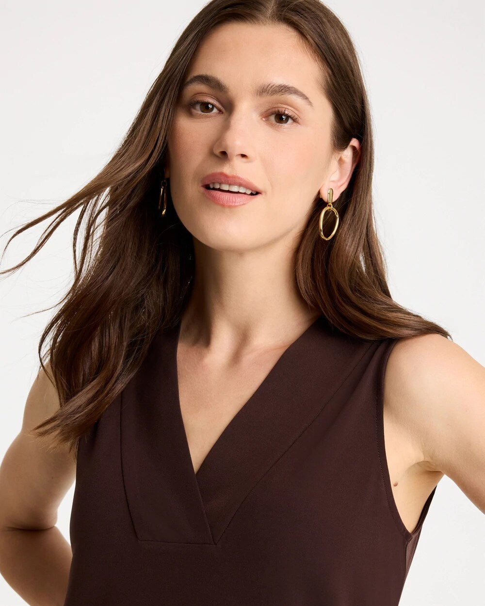 Chico's Travelers™ Knit V-Neck Tank Cocoa Bean