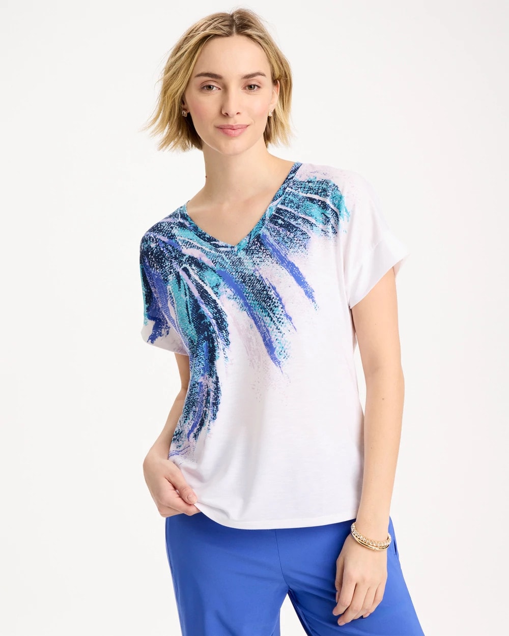 Chico's Zenergy® Sicily Splash Drop Shoulder Tee Pale Sweet Pea