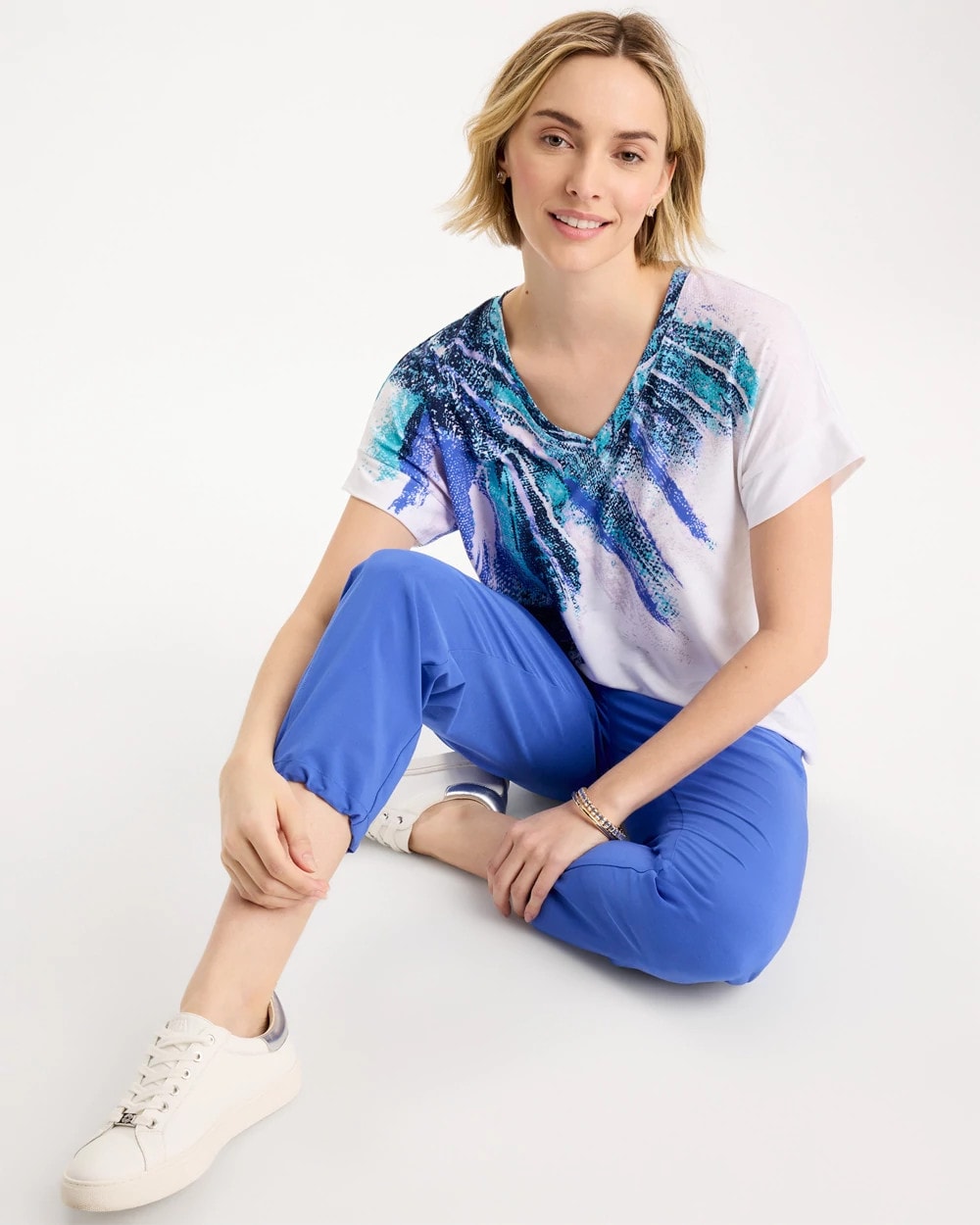 Chico's Zenergy® Sicily Splash Drop Shoulder Tee Pale Sweet Pea