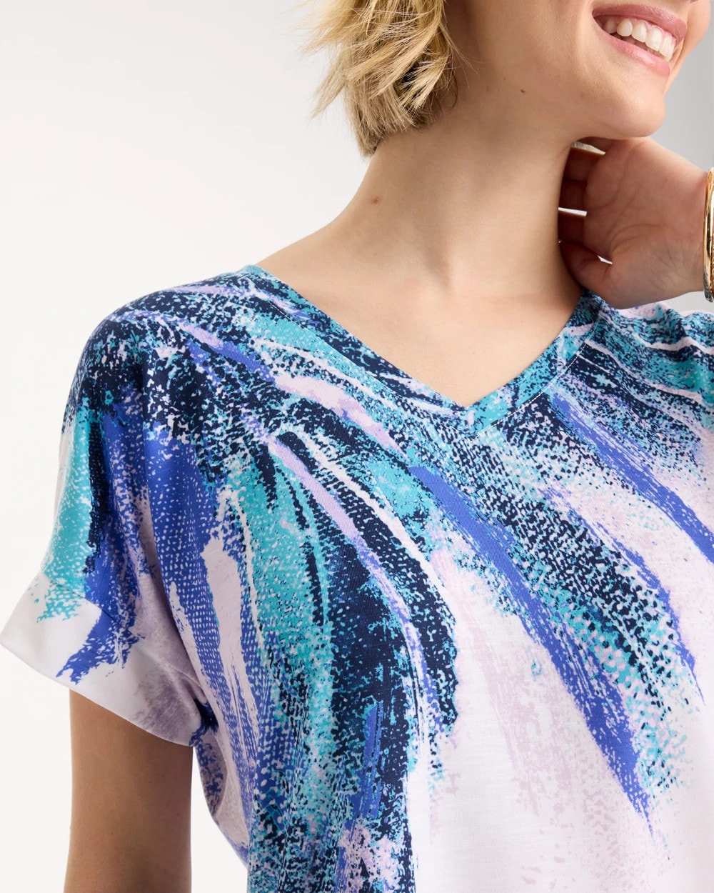 Chico's Zenergy® Sicily Splash Drop Shoulder Tee Pale Sweet Pea