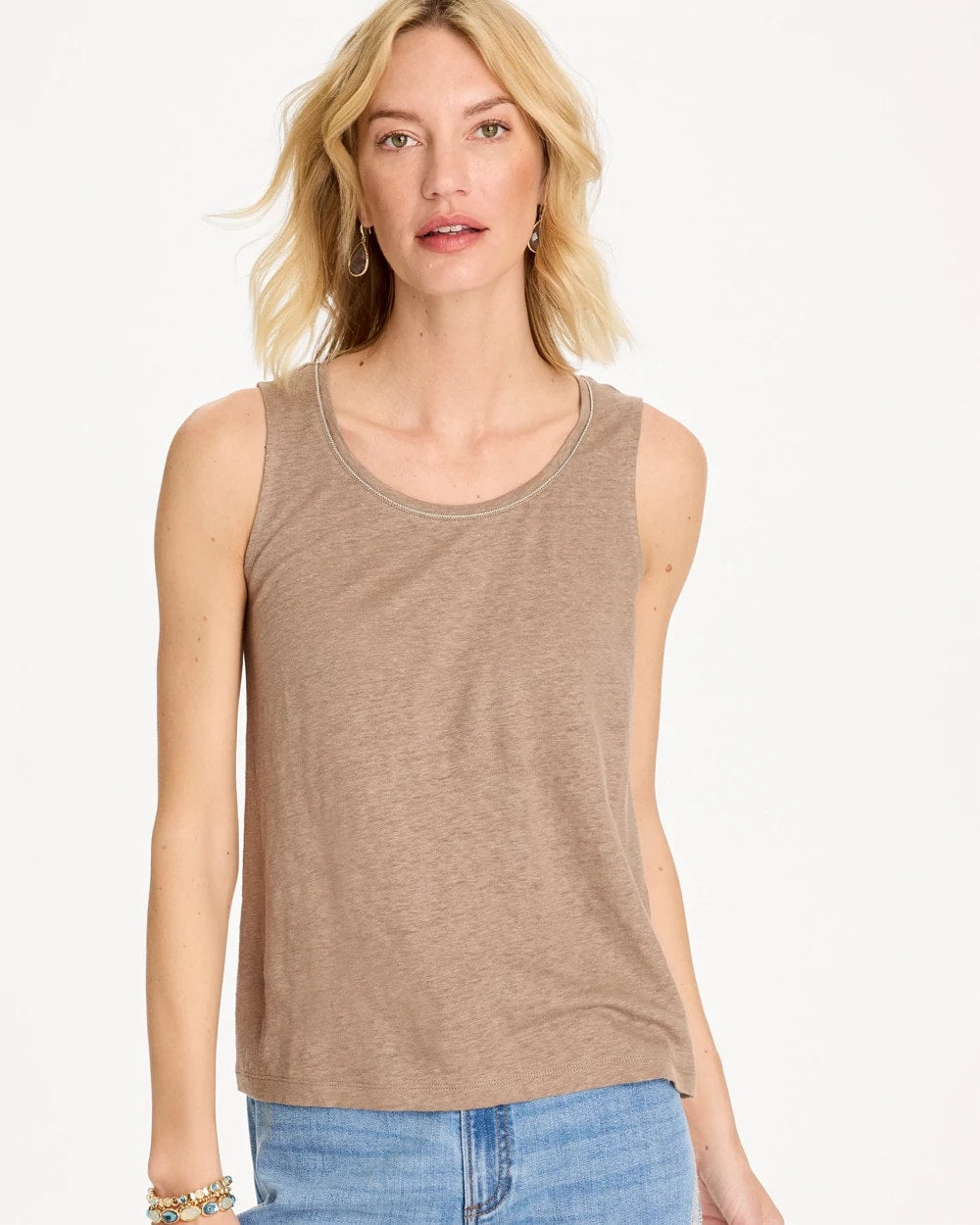 Chico's Linen Tank Topaz Smoke