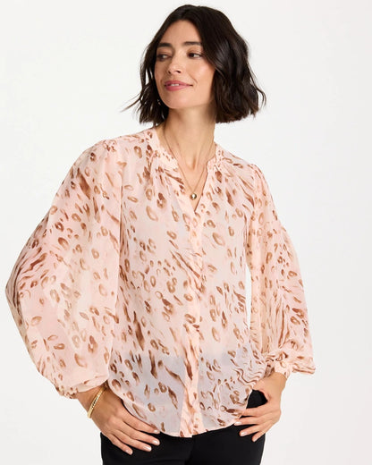 Chico's Georgette Soft Spots Blouse Sweet Blossom