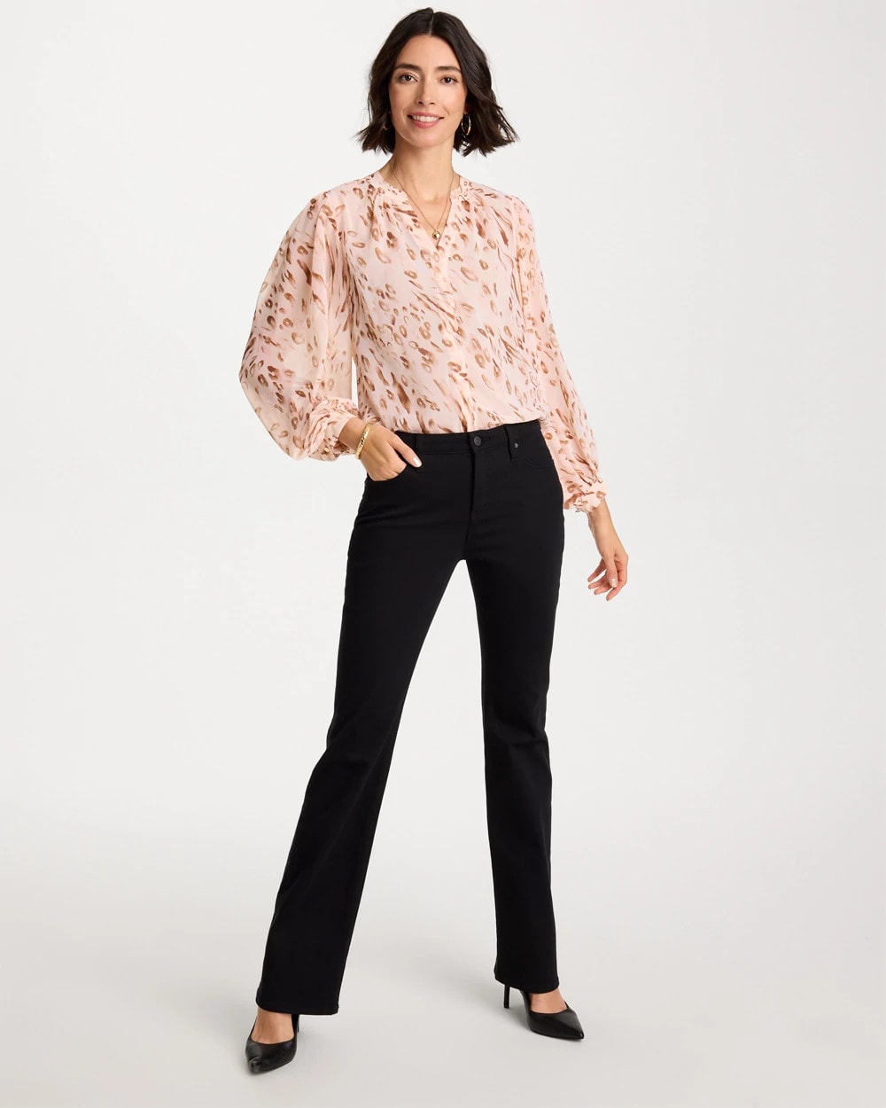 Chico's Georgette Soft Spots Blouse Sweet Blossom
