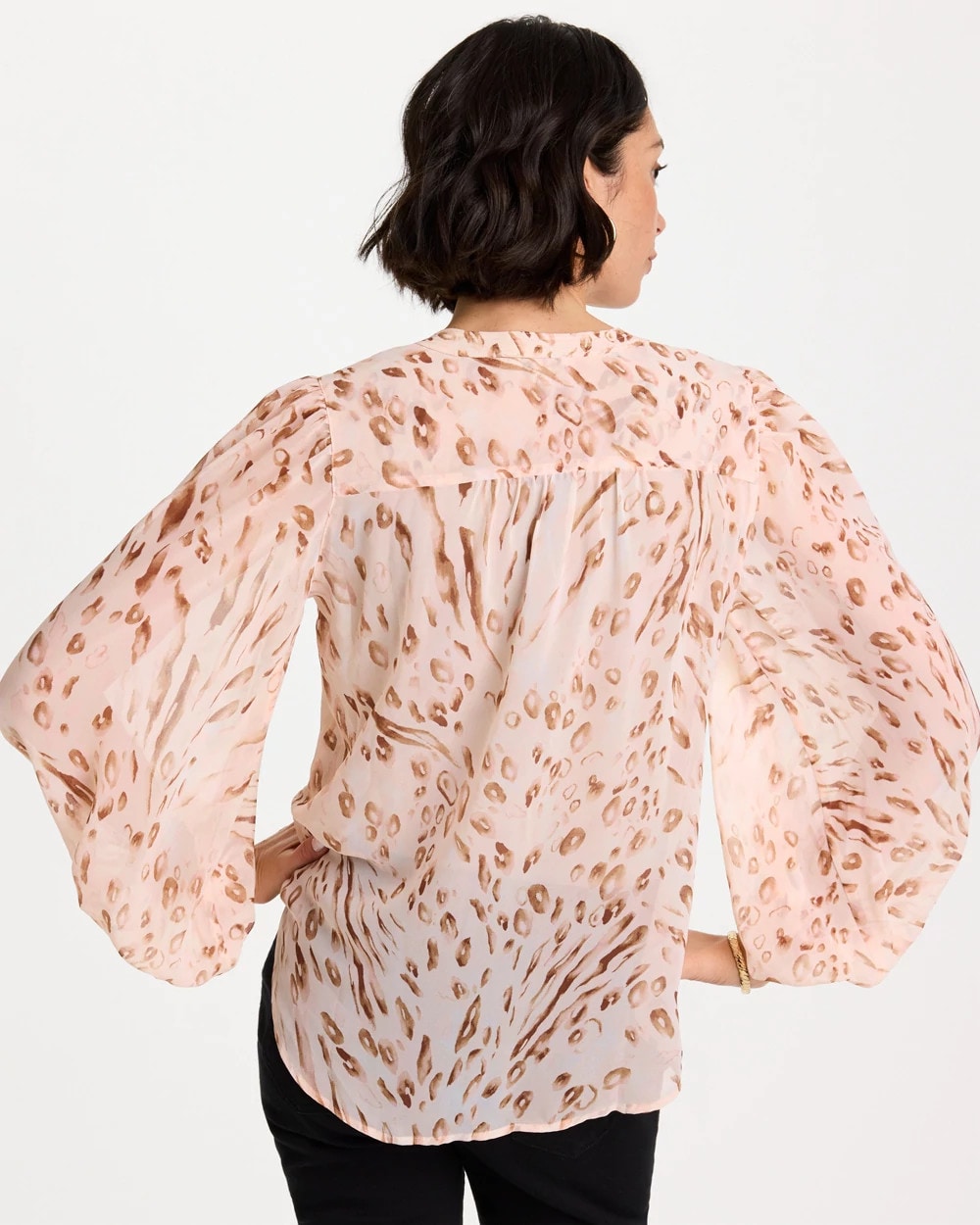 Chico's Georgette Soft Spots Blouse Sweet Blossom