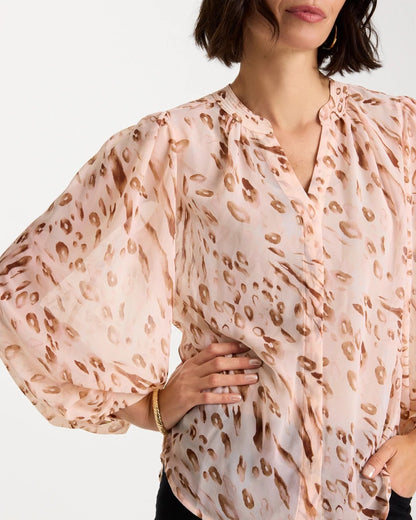 Chico's Georgette Soft Spots Blouse Sweet Blossom
