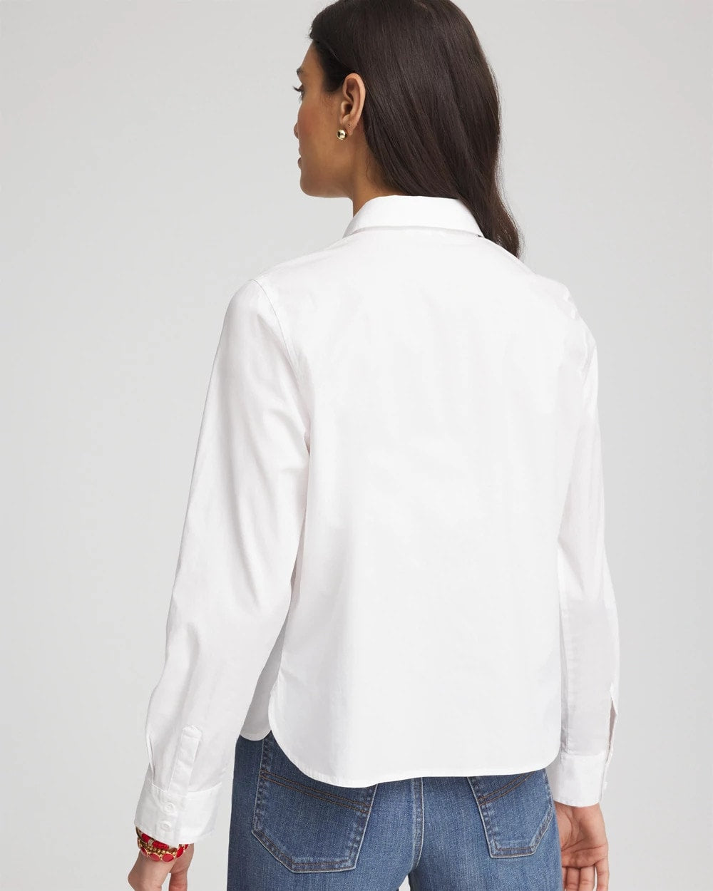 Chico's Crystal Heart Poplin Shirt Alabaster