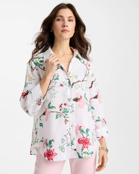 Chico's No Iron™ Kyoto Bloom Linen Shirt Hot Honeysuckle