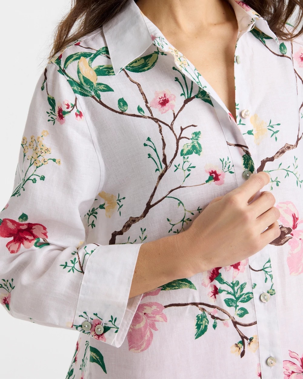 Chico's No Iron™ Kyoto Bloom Linen Shirt Hot Honeysuckle