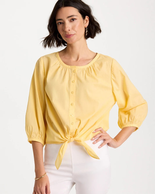 Chico's Tie-Front Top Golden Haze