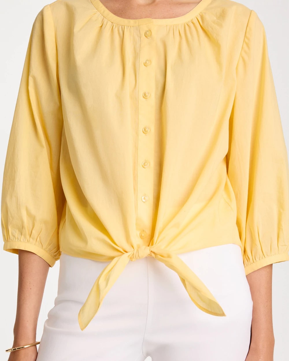 Chico's Tie-Front Top Golden Haze