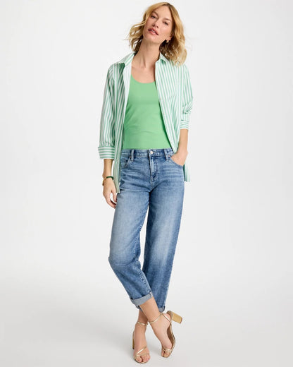 Chico's No Iron™ Striped Stretch Shirt Peppermint Green