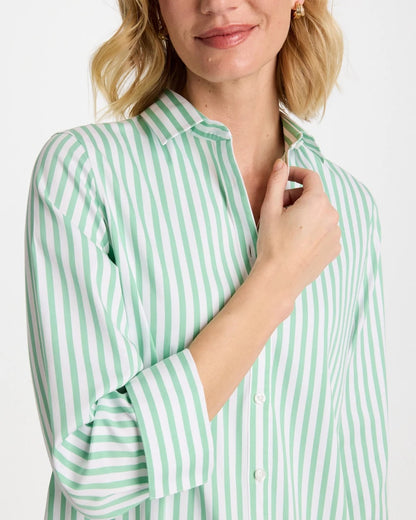 Chico's No Iron™ Striped Stretch Shirt Peppermint Green