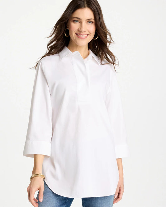 Chico's No Iron™ Stretch Popover Tunic Optic White