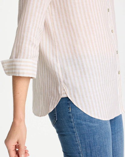 Chico's No Iron™ Striped Linen Shirt Oatmeal