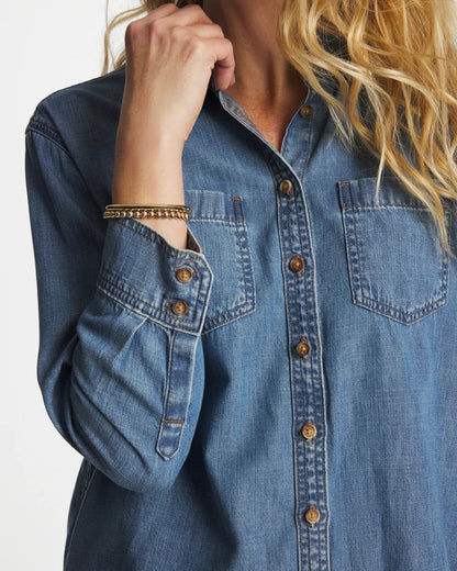 Chico's Classic Collared Tencel Shirt Allegro Indigo