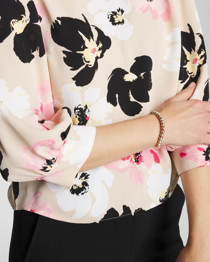 Chico's Satin Blossom Burst Top Sweet Blossom