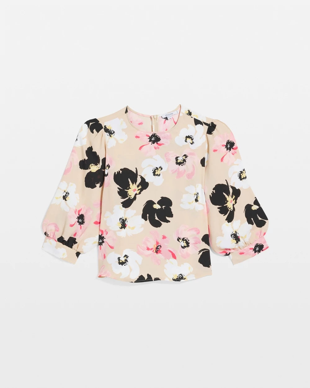Chico's Satin Blossom Burst Top Sweet Blossom