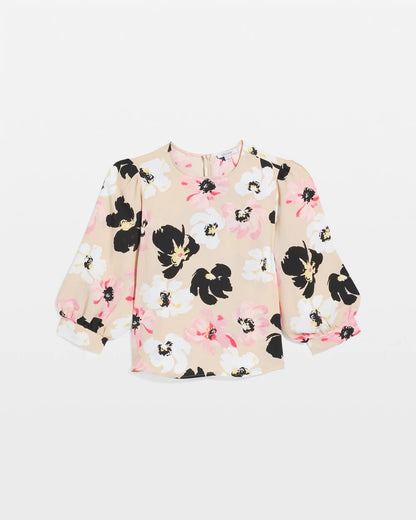Chico's Satin Blossom Burst Top Sweet Blossom