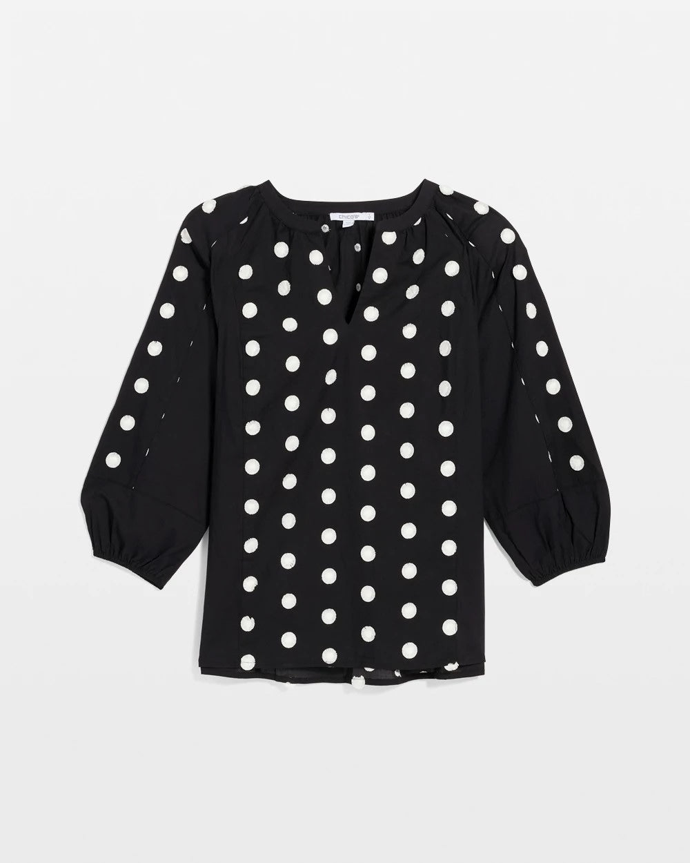 Chico's Textured Polka Dot Blouse Black