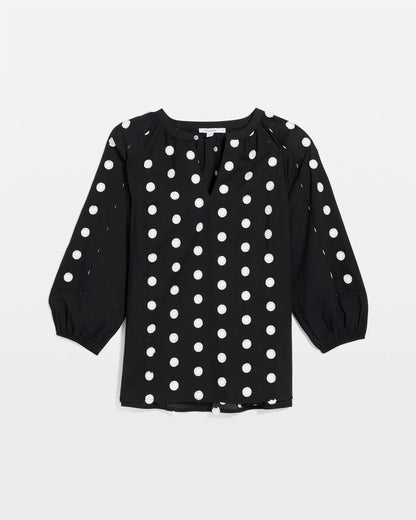 Chico's Textured Polka Dot Blouse Black