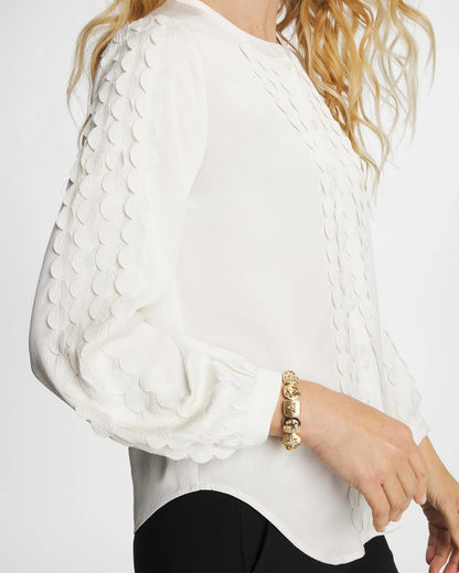 Chico's Laser Cut Crinkle Blouse Ecru