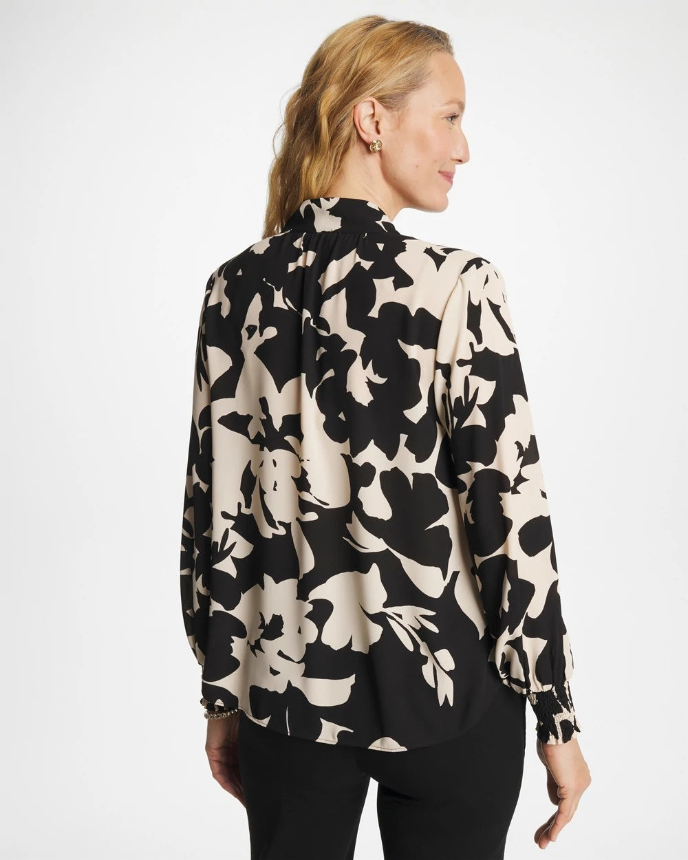 Chico's Crepe Mockneck Blouse Black
