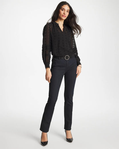Chico's 3D Dot Jacquard Chiffon Blouse Black