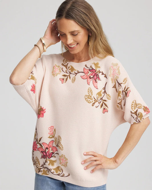 Chico's Ribbed Combed Cotton Sweater Multi