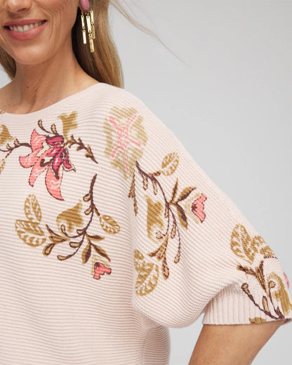 Chico's Ribbed Combed Cotton Sweater Multi