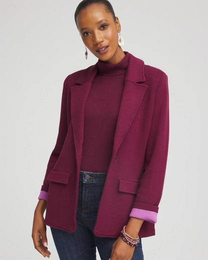 Chico's Single-Breasted Sweater Blazer Deep Chianti