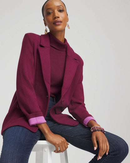 Chico's Single-Breasted Sweater Blazer Deep Chianti