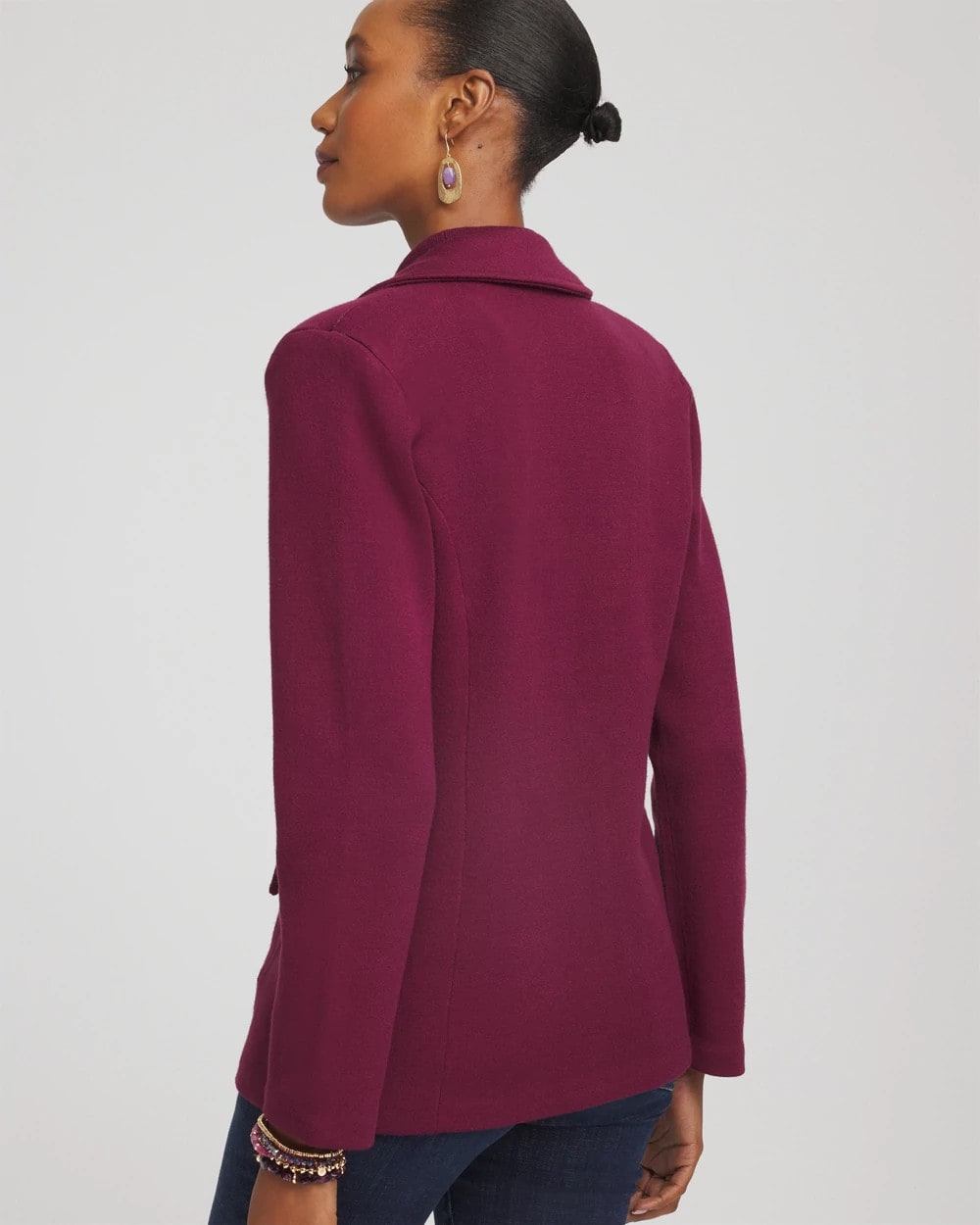 Chico's Single-Breasted Sweater Blazer Deep Chianti