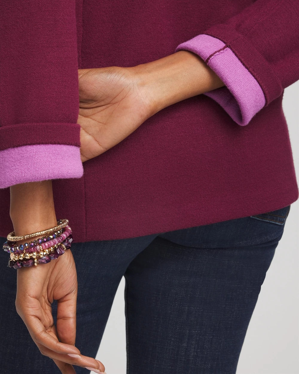 Chico's Single-Breasted Sweater Blazer Deep Chianti